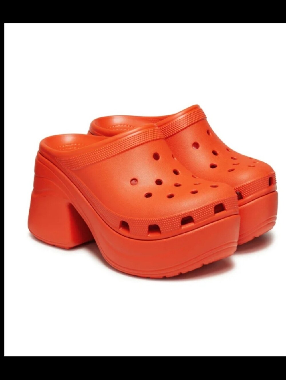 New Crocs Siren Platform Clogs in Lava Orange,Women's 8